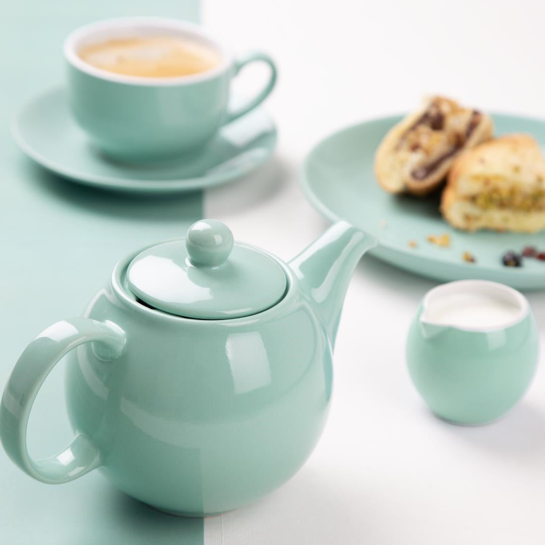 Olympia Café Teapot Aqua 450ml (2 Pack) - HX796