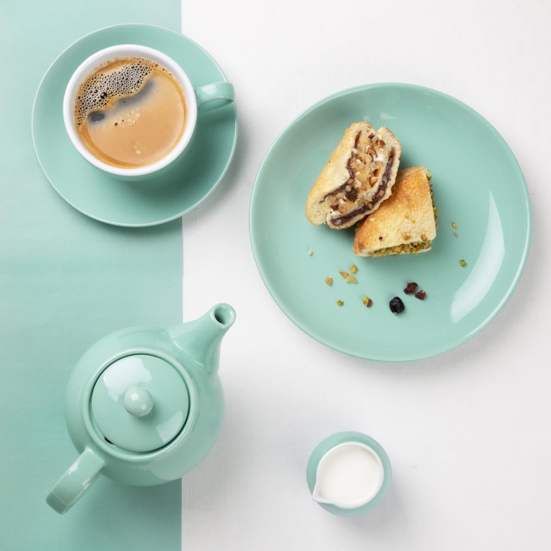 Olympia Café Teapot Aqua 450ml (2 Pack) - HX796