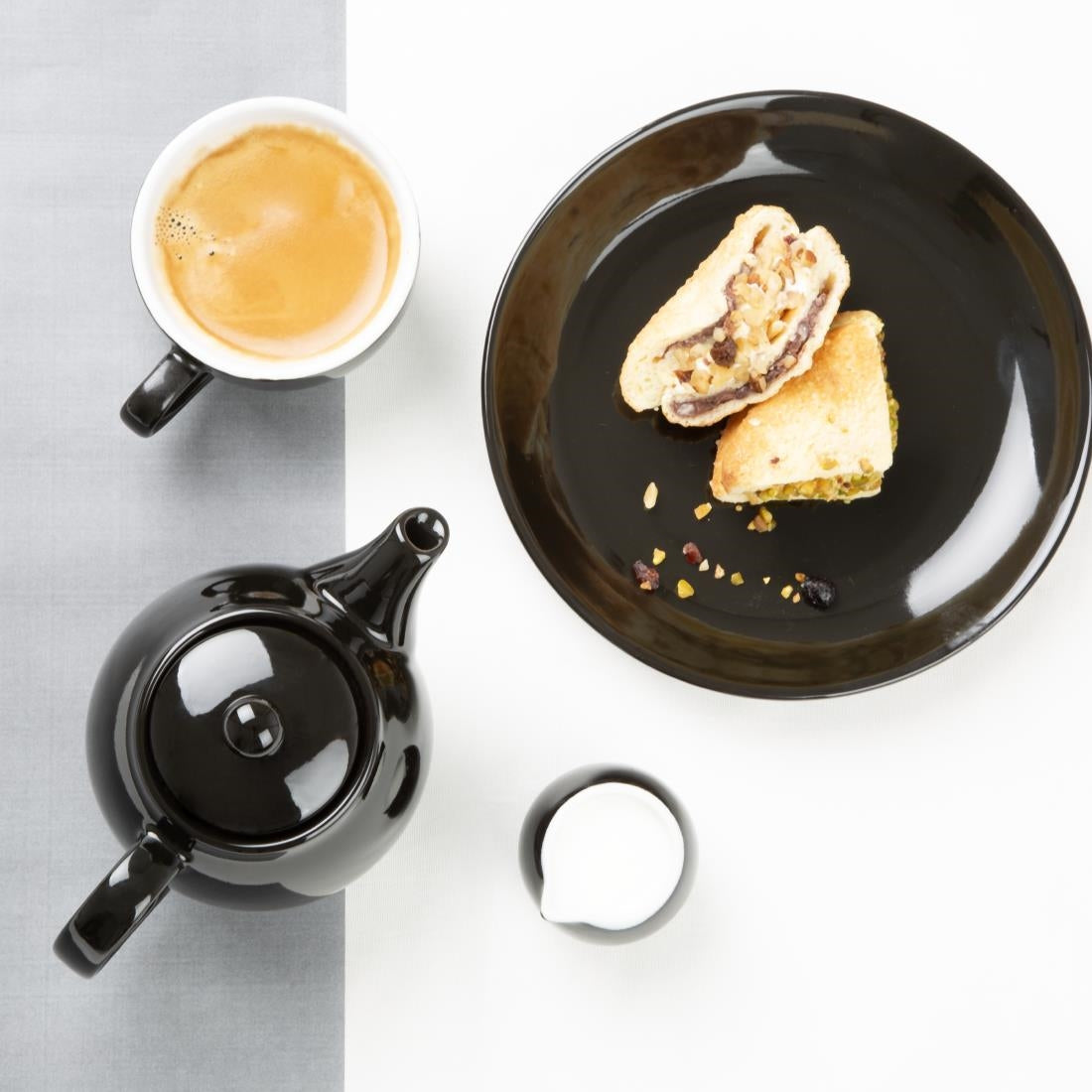 Olympia Café Teapot Black 450ml (2 Pack) - HX799