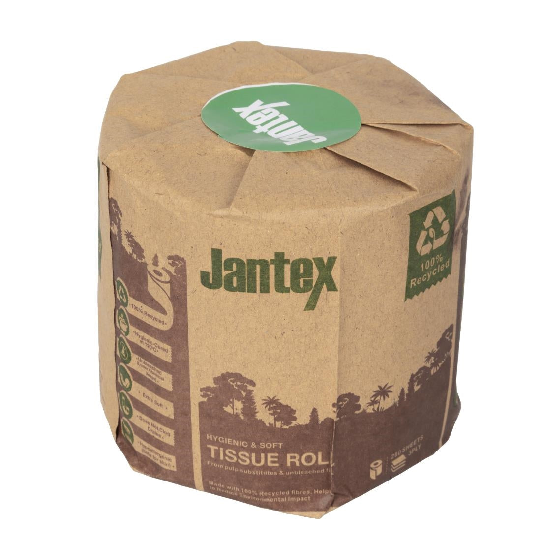 Jantex Green 100% Recycled Wrapped Toilet Roll 3ply 260 Sheets (36 Pack) - HX934