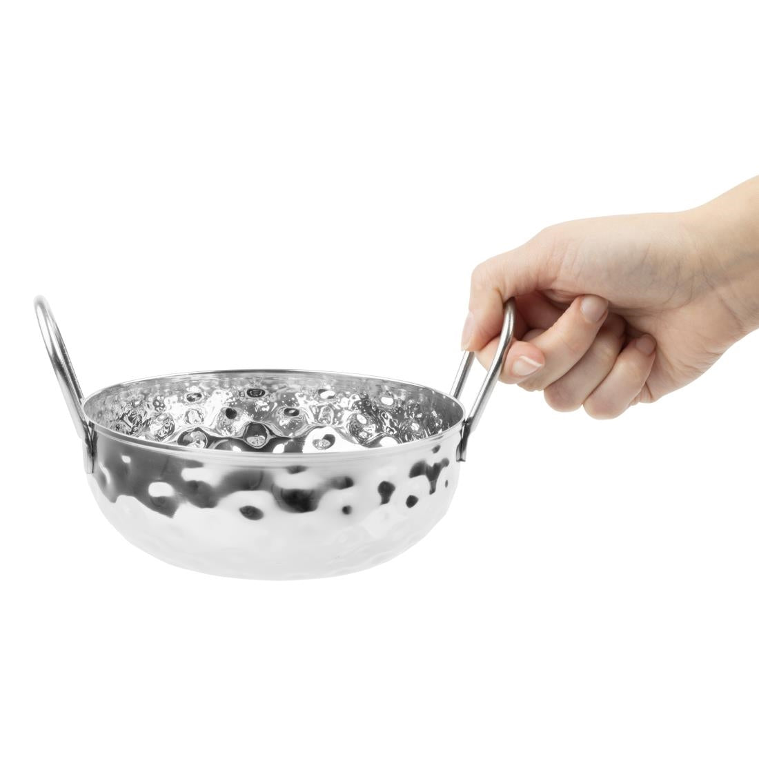 Olympia Table Presentation Hammered Kadai Dish Stainless Steel 150mm - HY105
