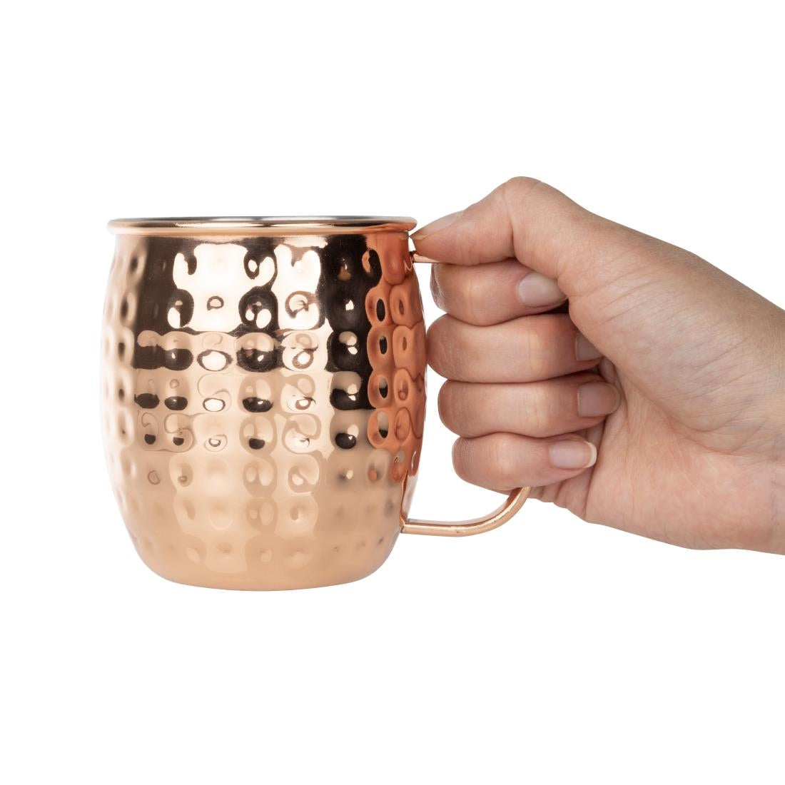 Olympia Barware Hammered Stainless Steel Copper Coated Mugs 440ml - HY114