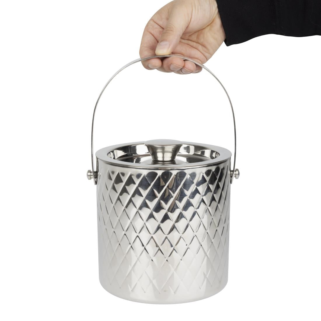 Olympia Geo Double Wall Ice Bucket Stainless Steel 1950ml - HY134