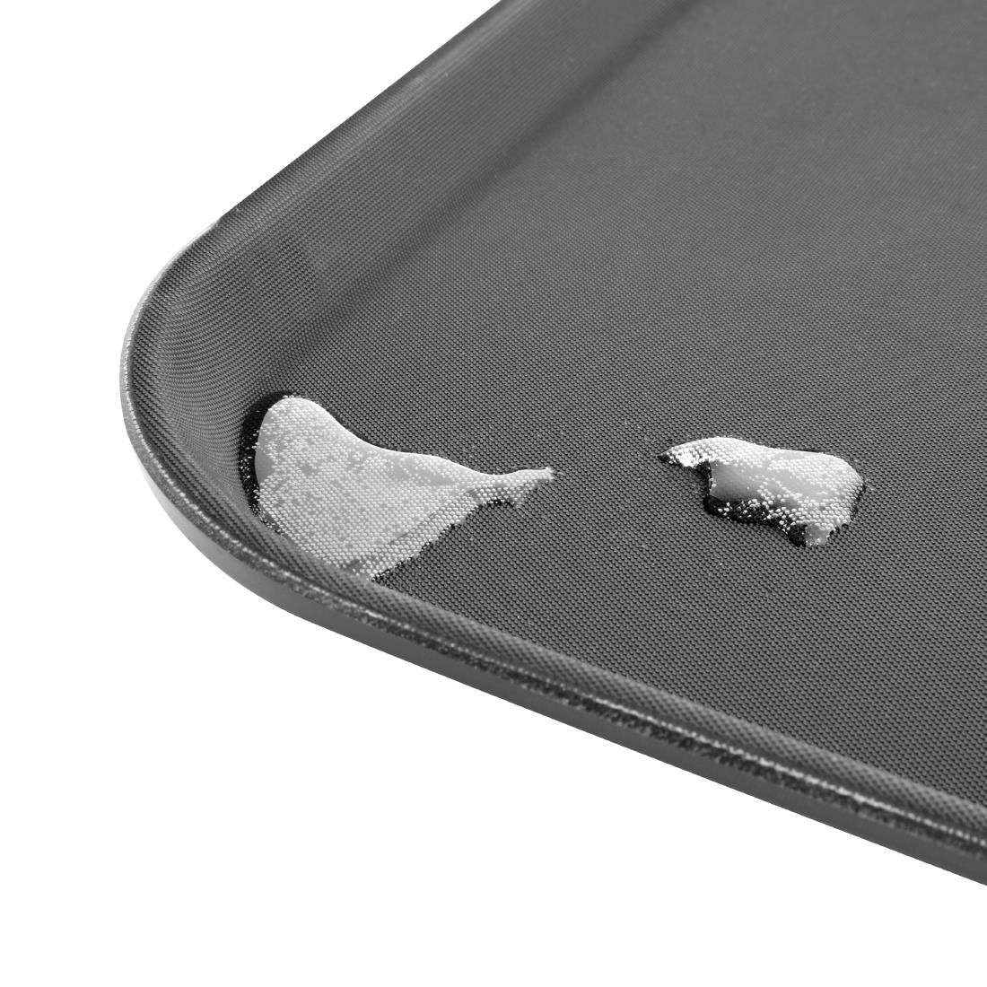 Olympia Kristallon Anti-Slip Fibreglass Rectangular Tray Black - 455x655mm - HY139