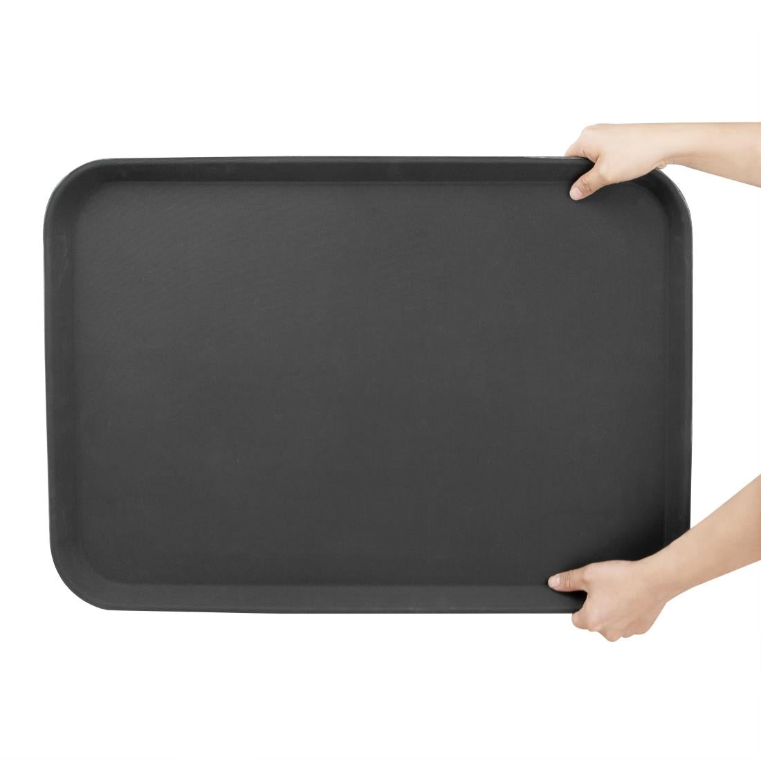 Olympia Kristallon Anti-Slip Fibreglass Rectangular Tray Black - 455x655mm - HY139
