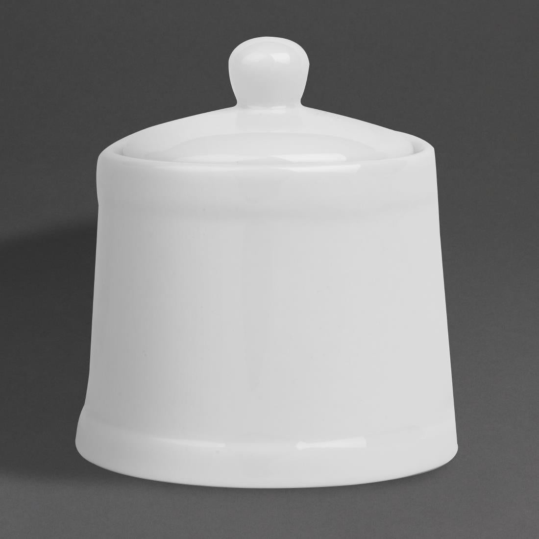 Olympia Whiteware Pier Sugar Bowls with Lids 250ml (6 Pack) - HY547