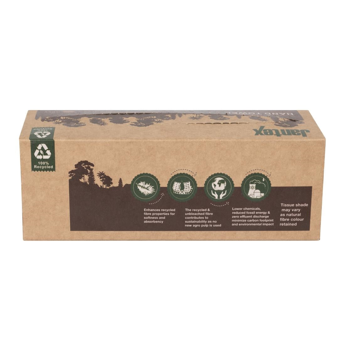 Jantex Green 100% Recycled 1ply Hand Towel 100 Sheets (36 Pack) - HY595
