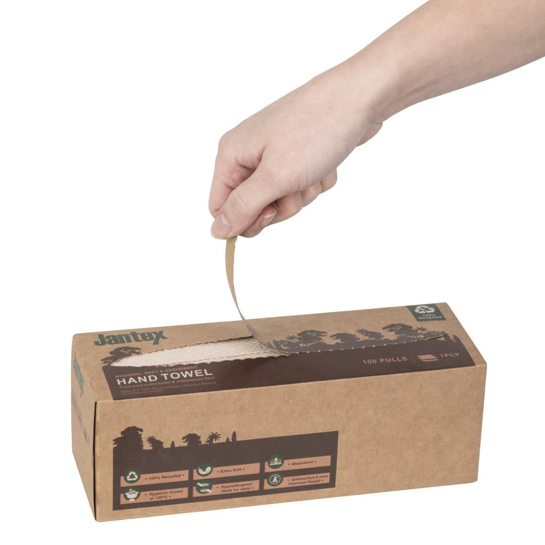 Jantex Green 100% Recycled 1ply Hand Towel 100 Sheets (36 Pack) - HY595