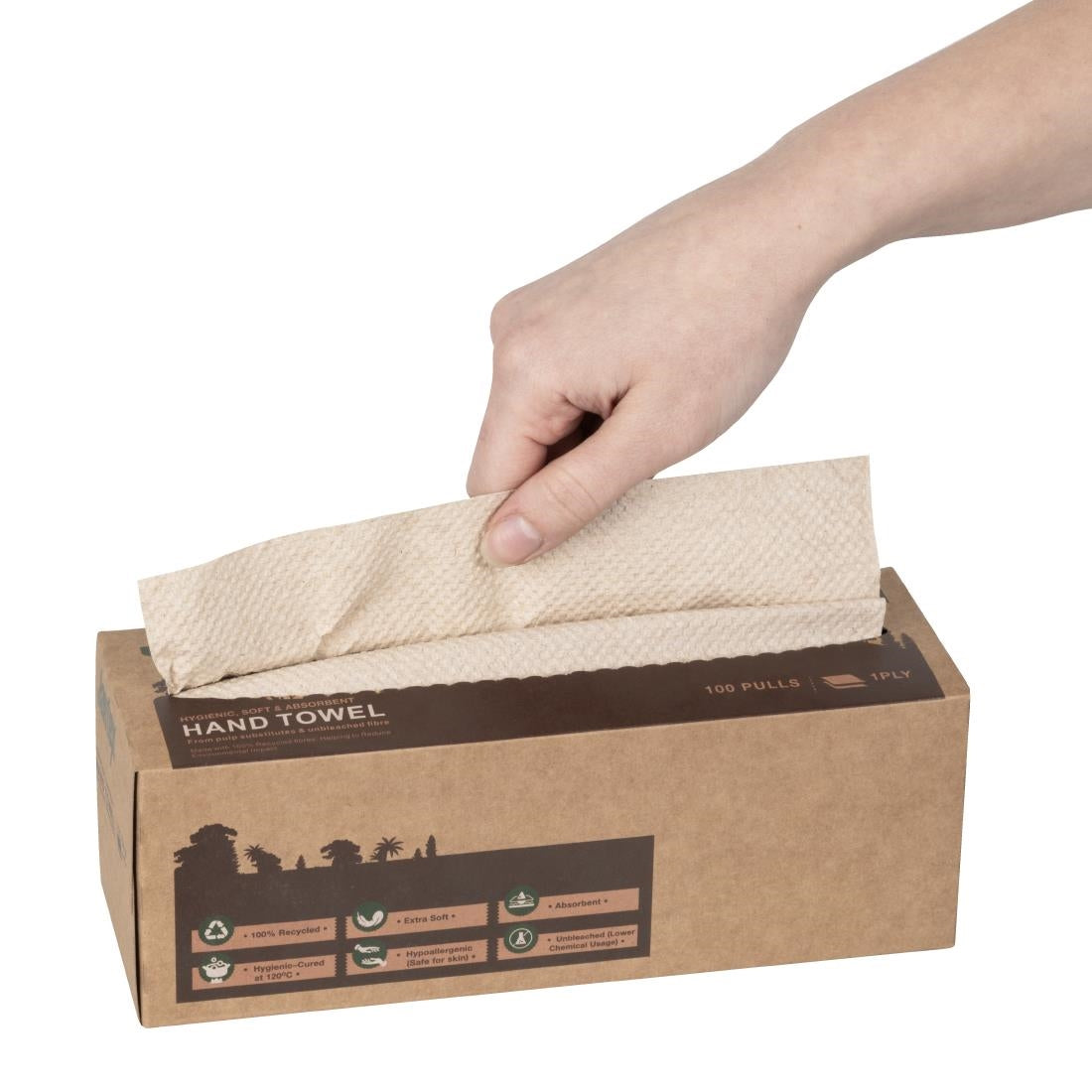 Jantex Green 100% Recycled 1ply Hand Towel 100 Sheets (36 Pack) - HY595