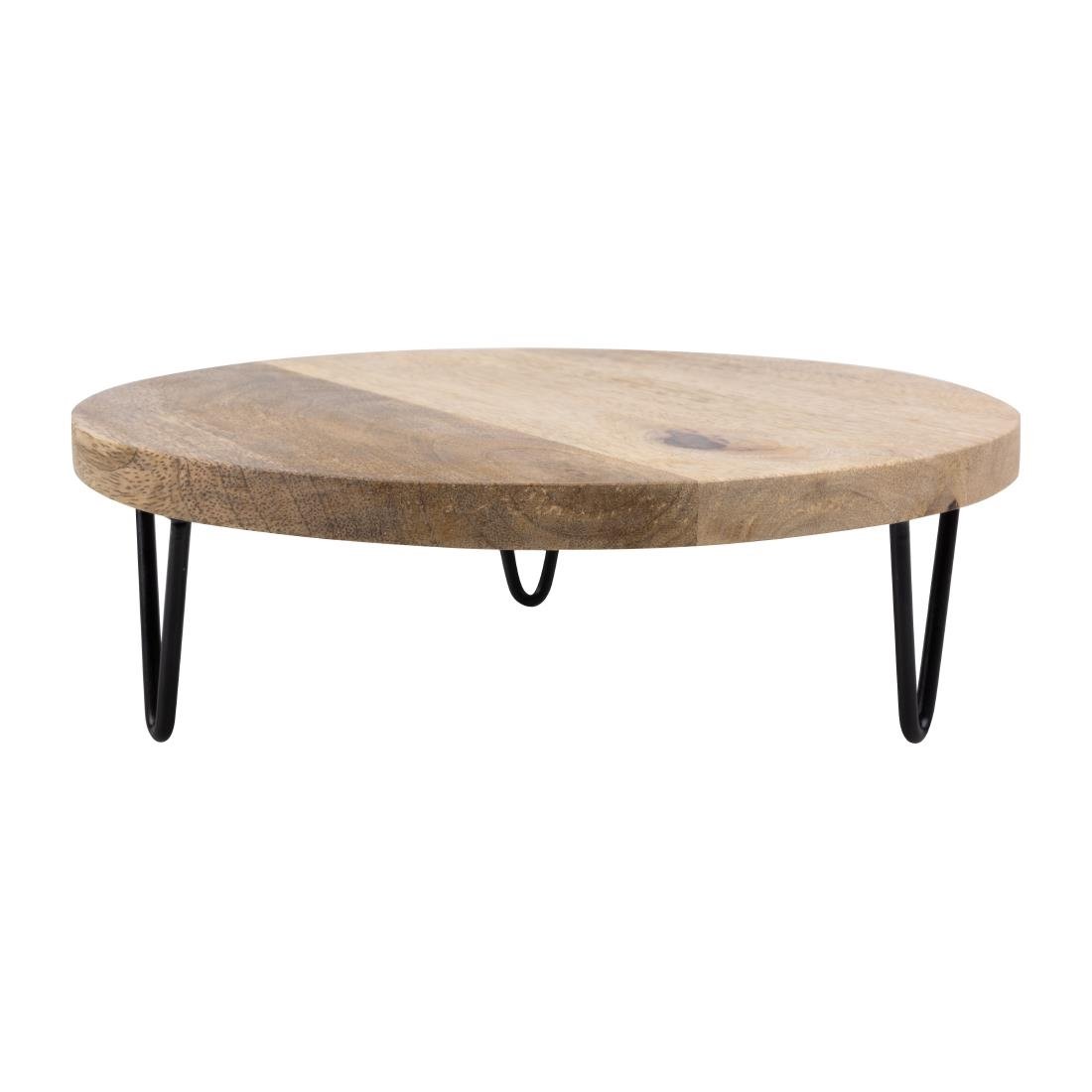 Olympia Round Display Stand Mango Wood with Metal Legs 250x80mm - HY753