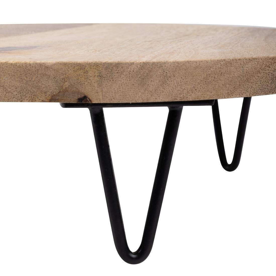 Olympia Round Display Stand Mango Wood with Metal Legs 250x80mm - HY753