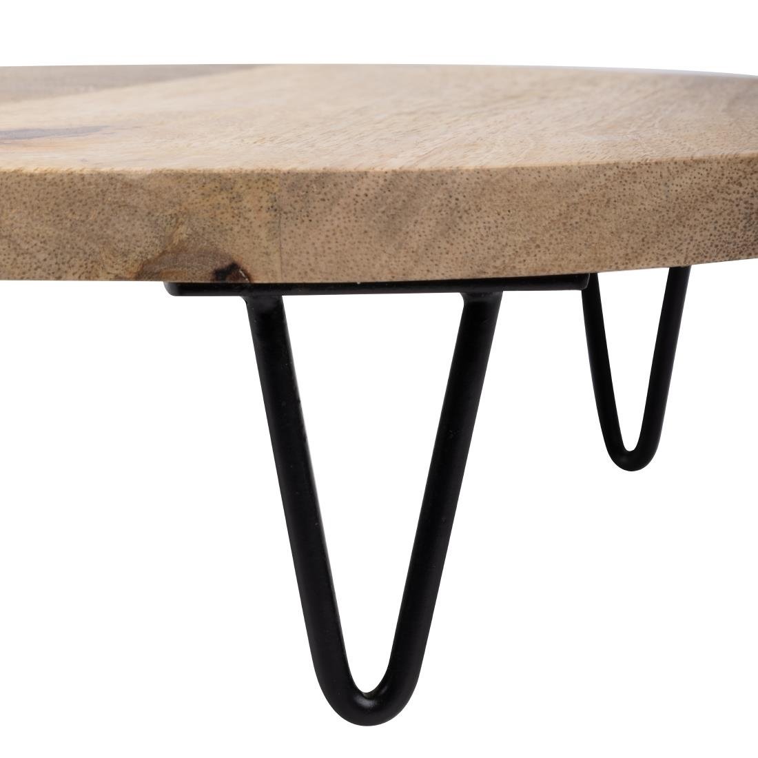 Olympia Round Handled Display Stand Mango Wood with Metal Legs 400x300x80mm - HY754