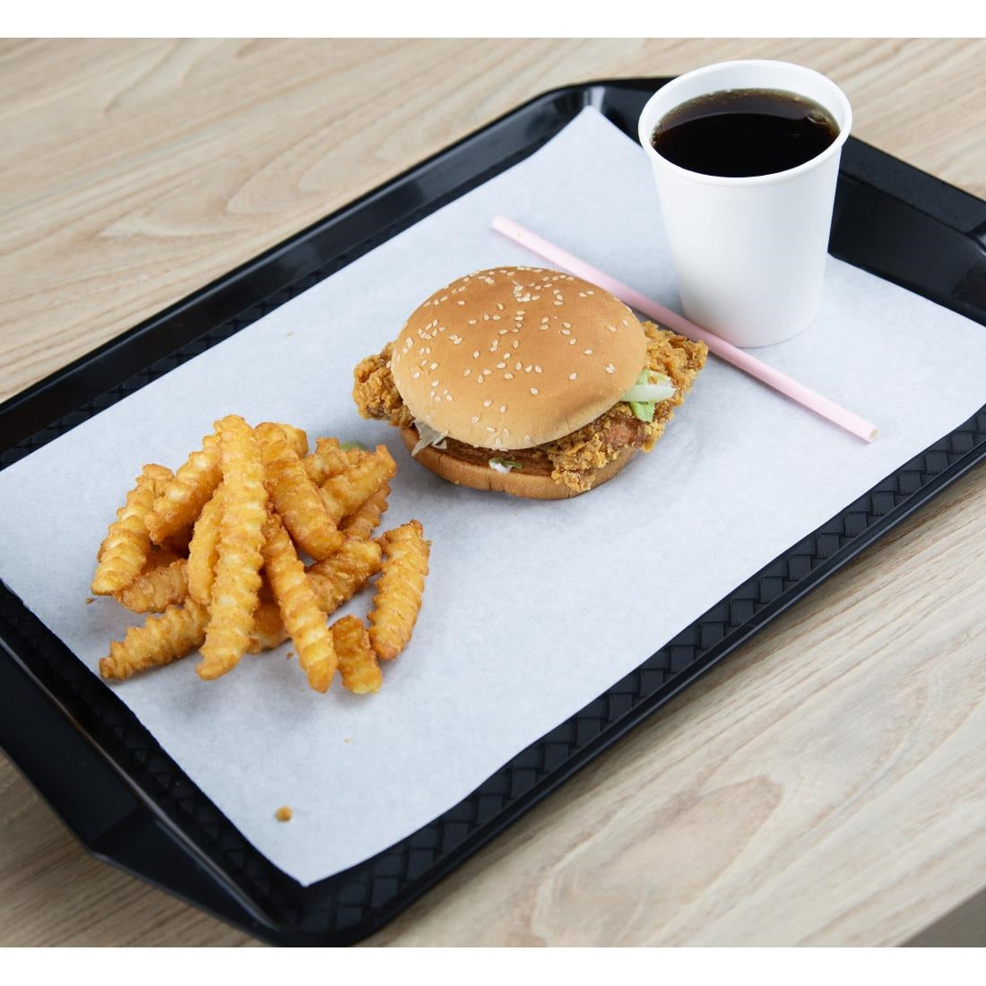 Olympia Kristallon Handled Fast Food Tray Black 435x305mm - HY809