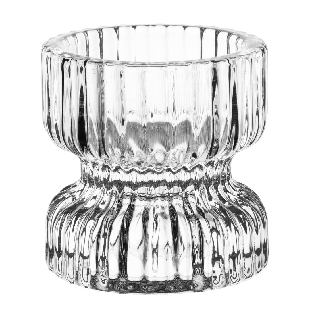 Olympia Ridged Glass Tealight/Candle Holders 52x52mm (6 Pack) - HZ331
