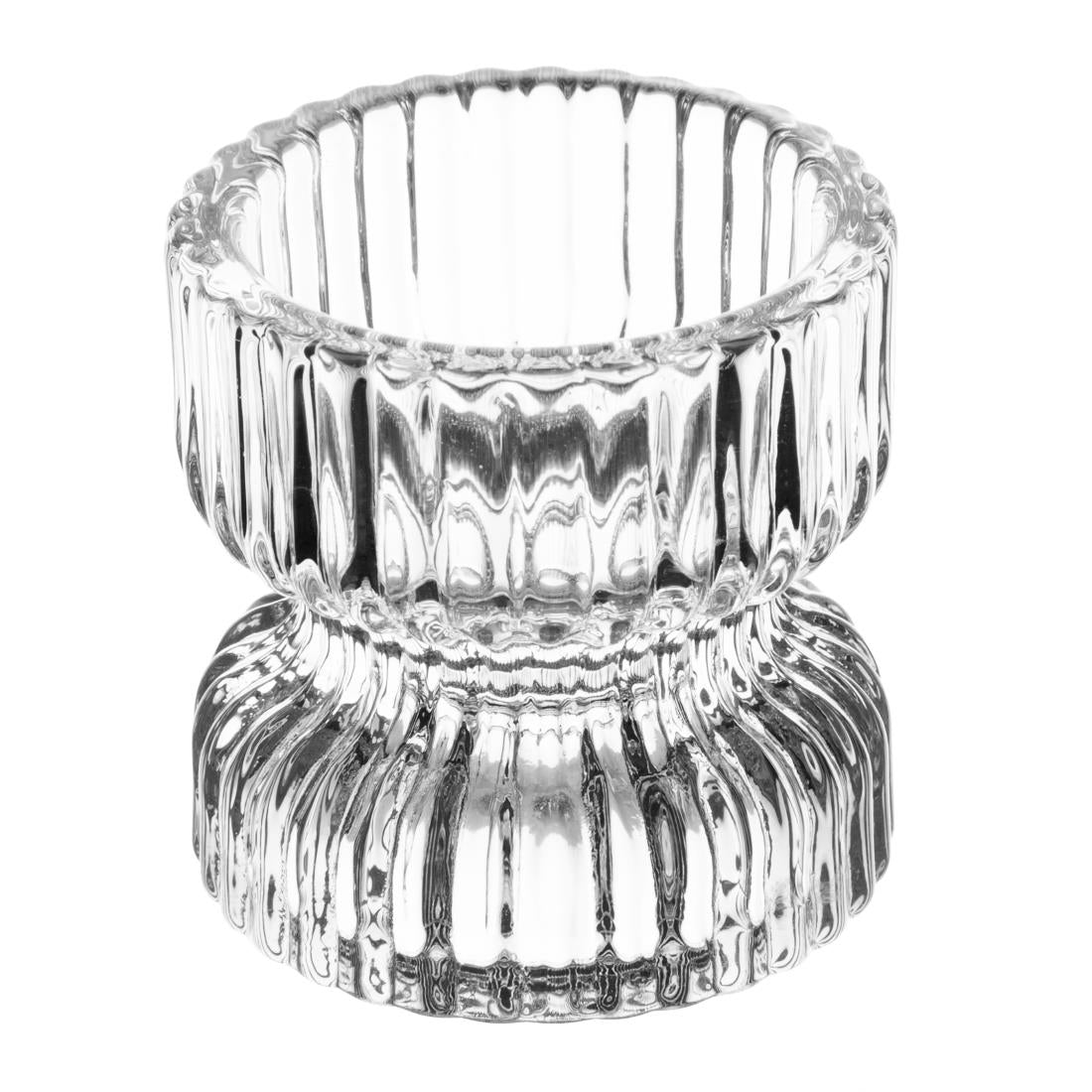 Olympia Ridged Glass Tealight/Candle Holders 52x52mm (6 Pack) - HZ331