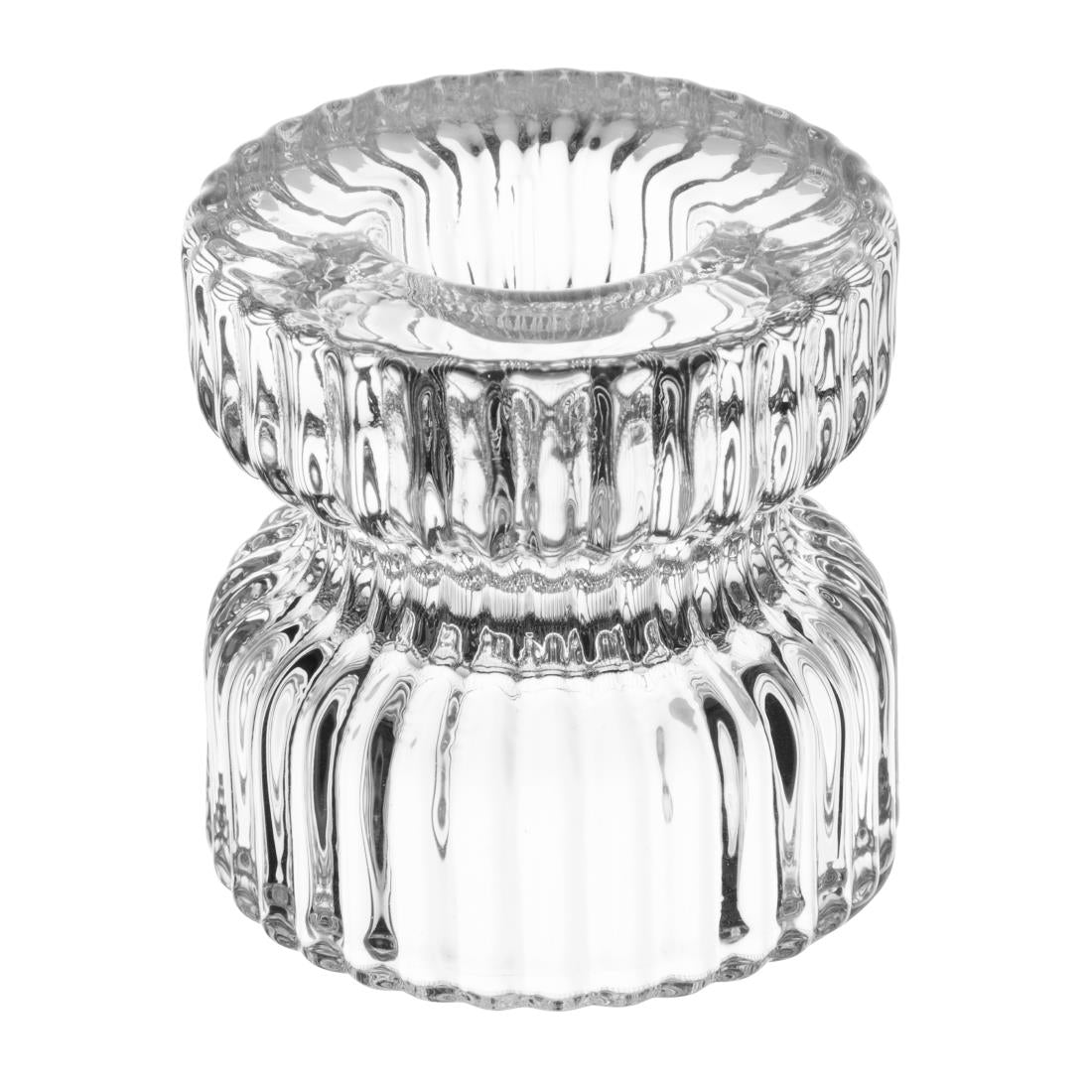 Olympia Ridged Glass Tealight/Candle Holders 52x52mm (6 Pack) - HZ331