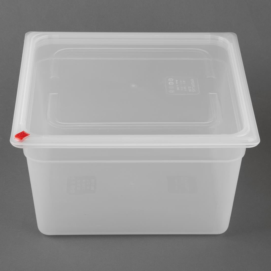 Hygiplas Click PP 2/3 GN 16.1Ltr Container with Lid & 7 Colour Clips 200mm (4 Pack) - HZ352