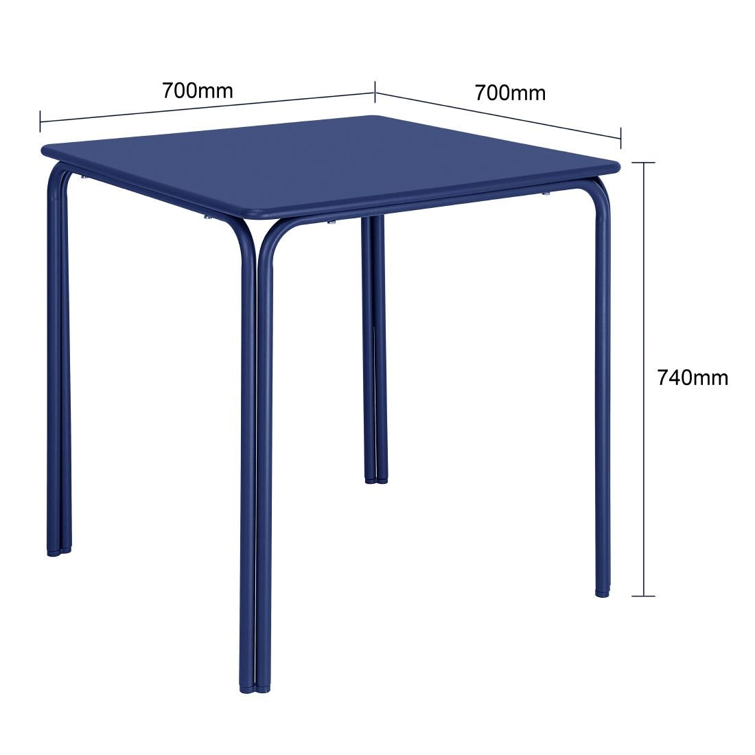 Bolero Adeline Steel Square Table 700mm Dark Navy - HZ356