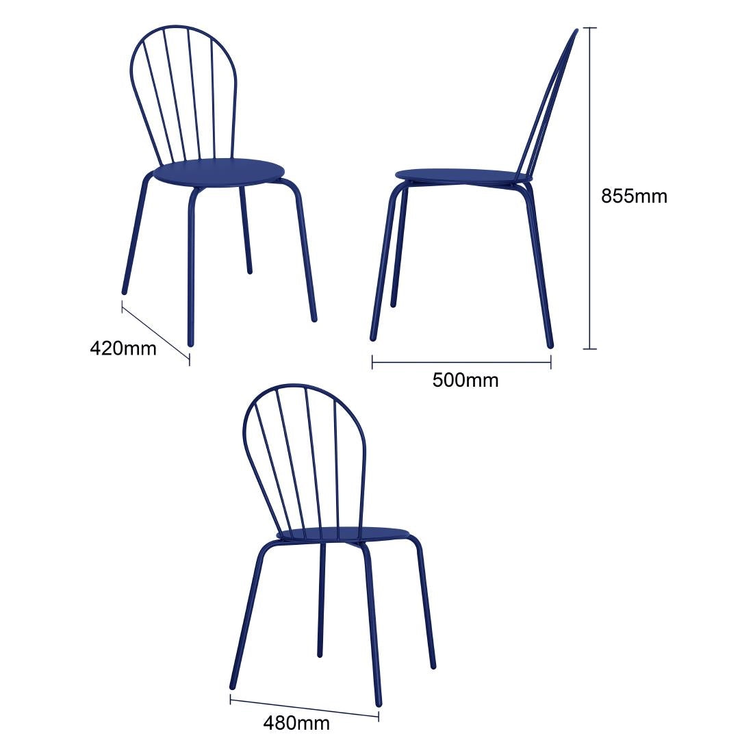 Bolero Adeline Side Chair Dark Navy (4 Pack) - HZ362