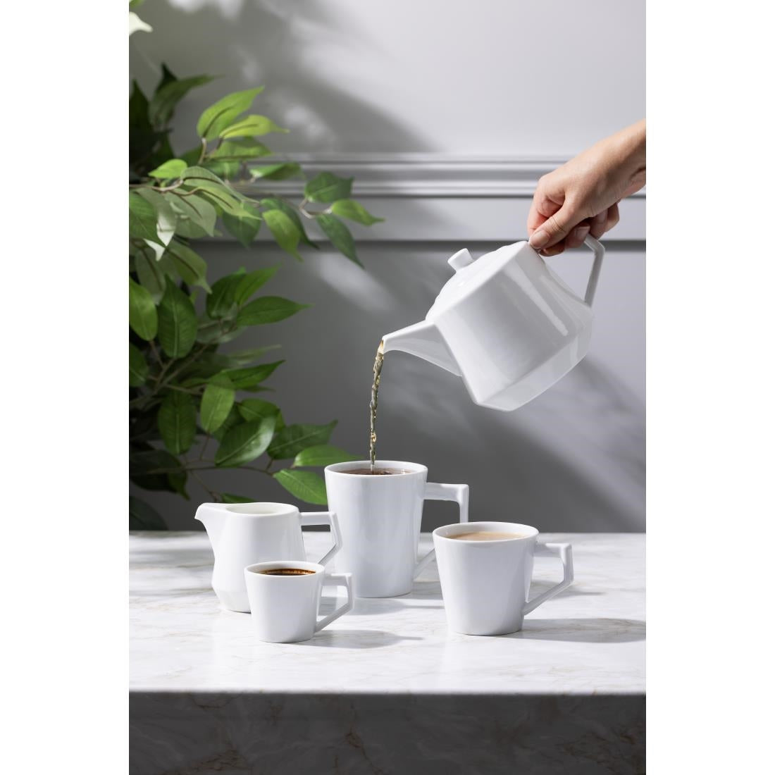 Olympia Whiteware Deco Teapot 820ml (2 Pack) - HZ864