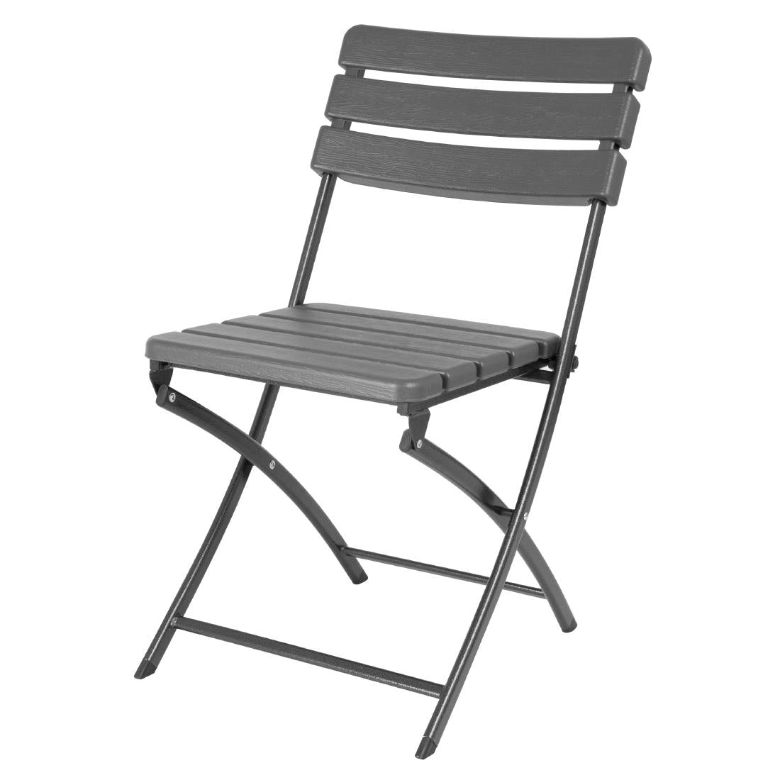 Bolero Folding Chairs Grey Wood Effect (2 Pack) - HZ891