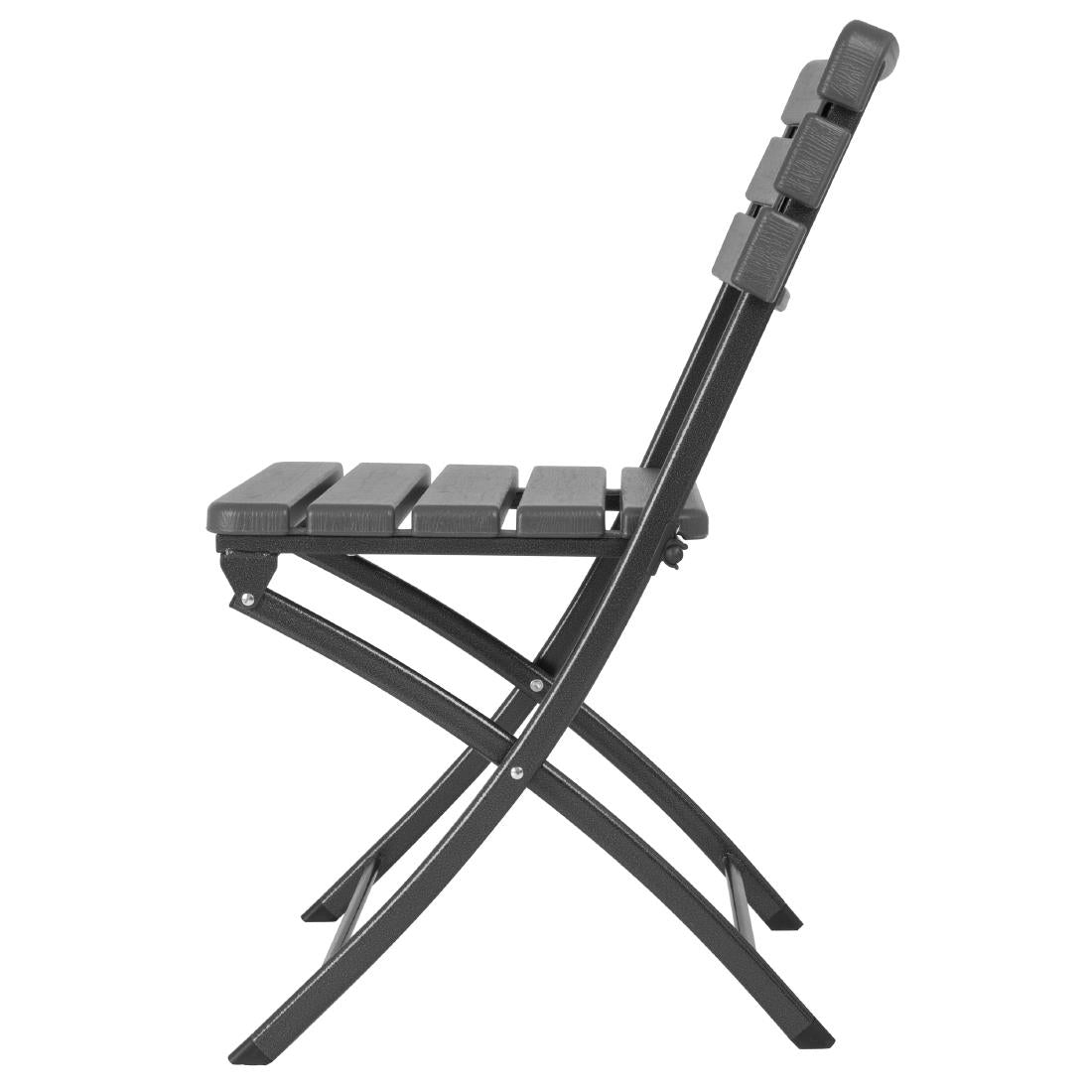 Bolero Folding Chairs Grey Wood Effect (2 Pack) - HZ891