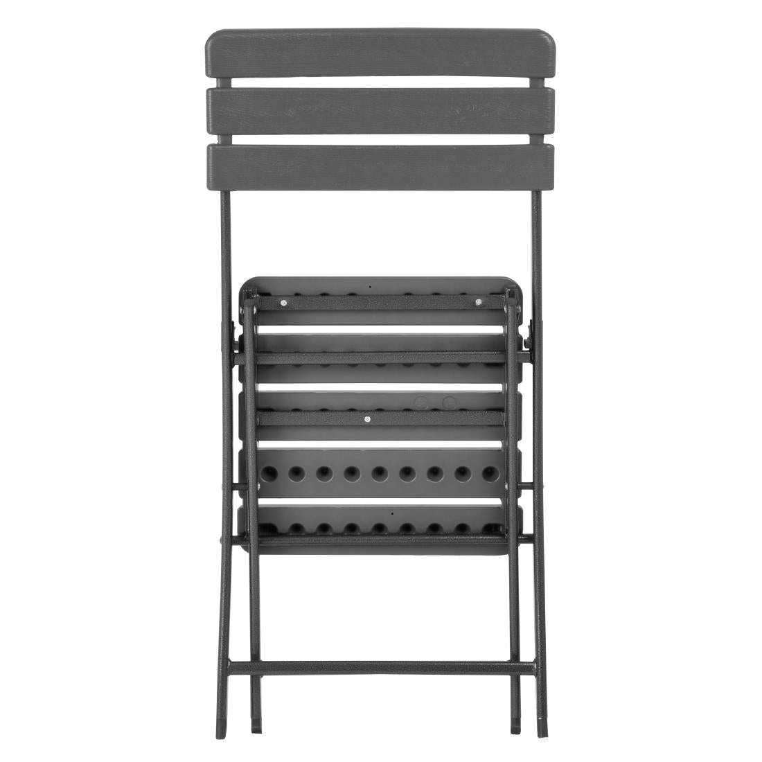 Bolero Folding Chairs Grey Wood Effect (2 Pack) - HZ891