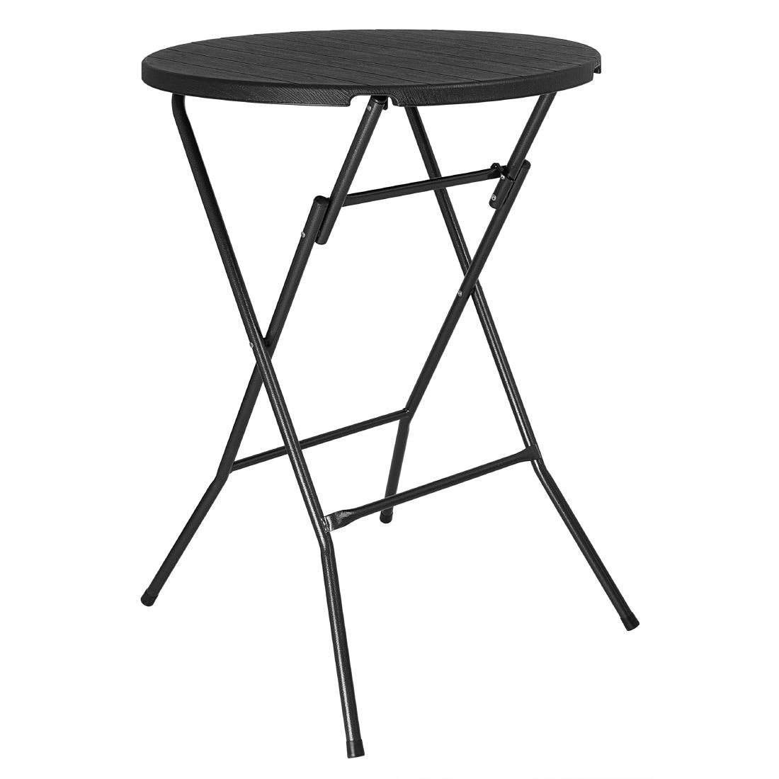 Bolero Folding HDPE Bar Table Wood Effect Black 800mm - HZ892