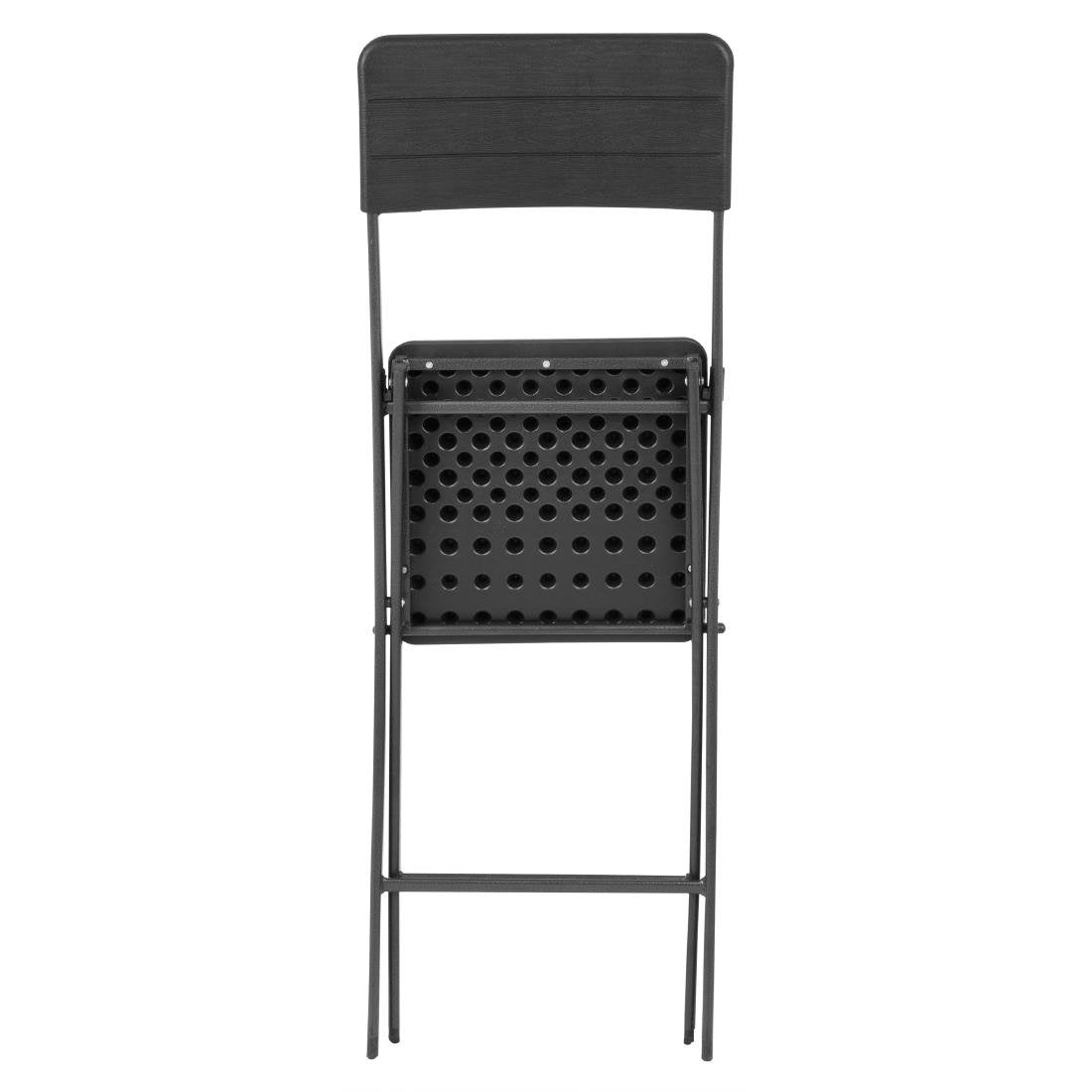 Bolero Folding Bar Chairs Black Wood Effect (2 Pack) - HZ893
