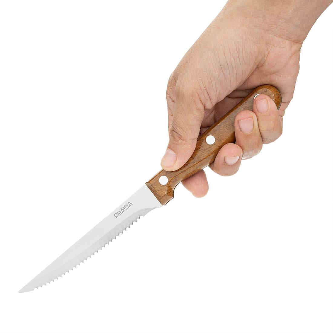 Olympia Steak Knives Wood Effect Handle (12 Pack) - HZ970