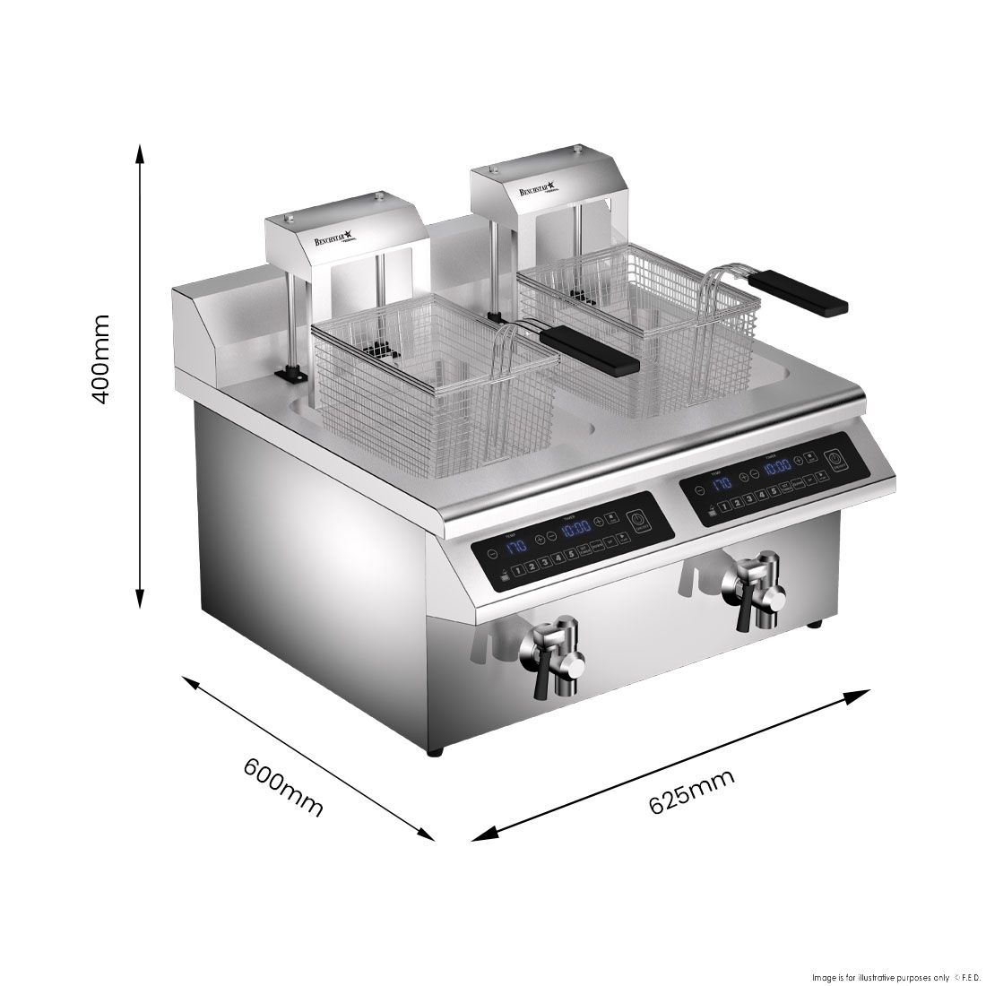 Benchstar Double Tanks Auto Lifting Induction Fryer - IF7000D-AL