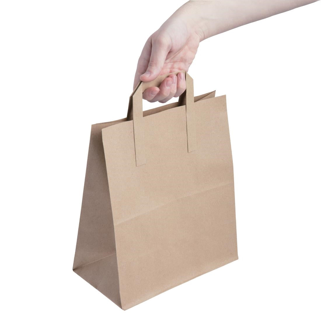 Fiesta Recyclable Flat Handle Brown Paper Bags Large (250 Pack) - JA529