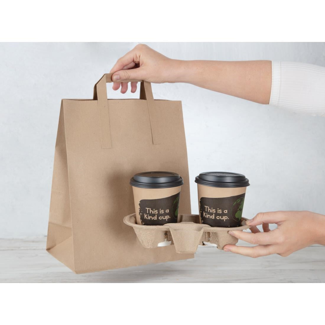 Fiesta Recyclable Flat Handle Brown Paper Bags Large (250 Pack) - JA529