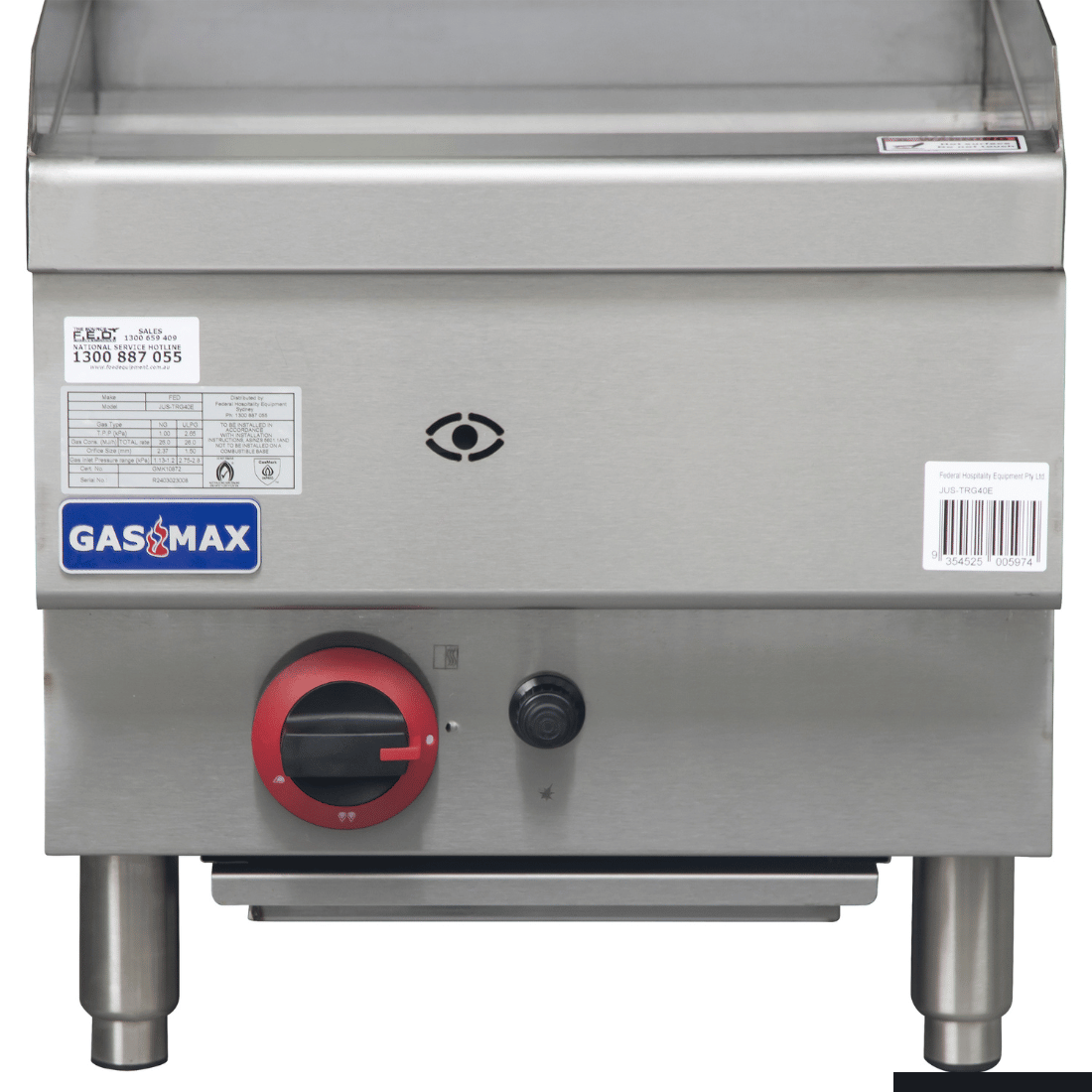 GASMAX Benchtop Single Bunner Griddle LPG Gas JUS-TRG40ELPG