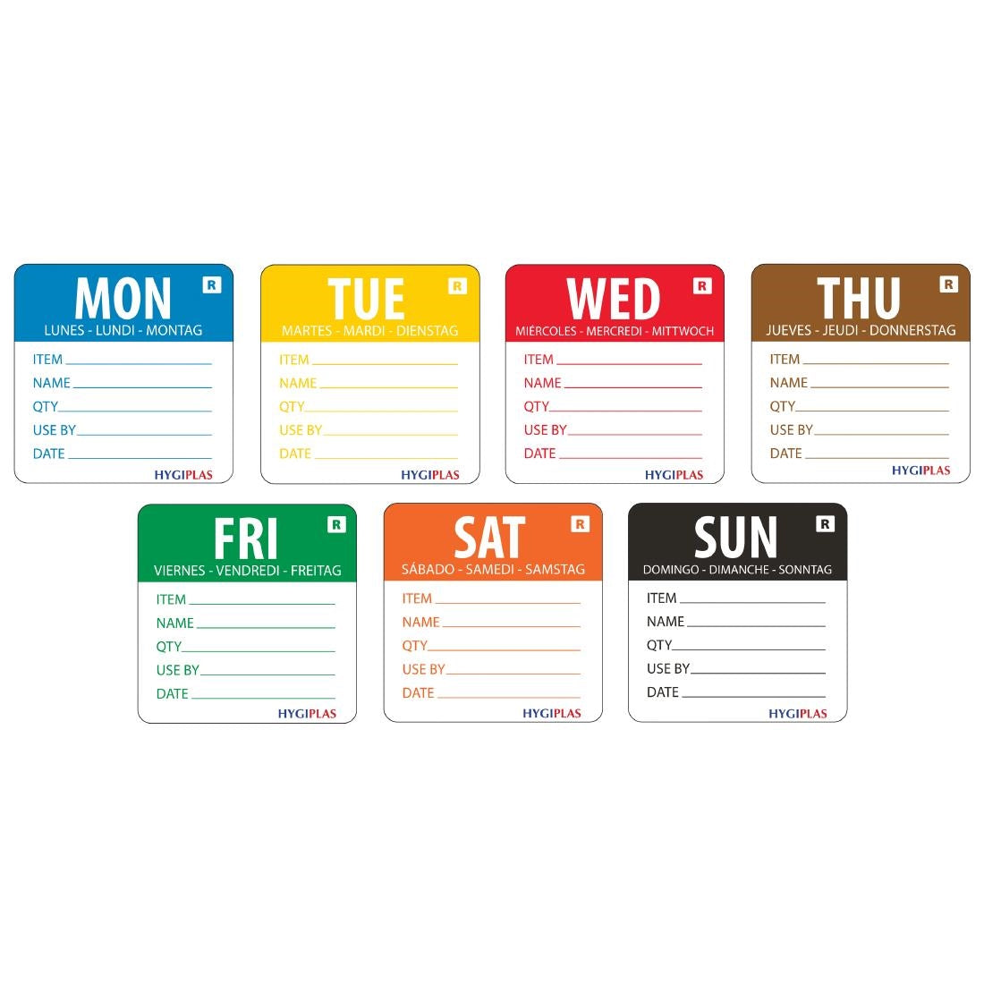 Vogue Removable Day of the Week 50mm Label Set - L938