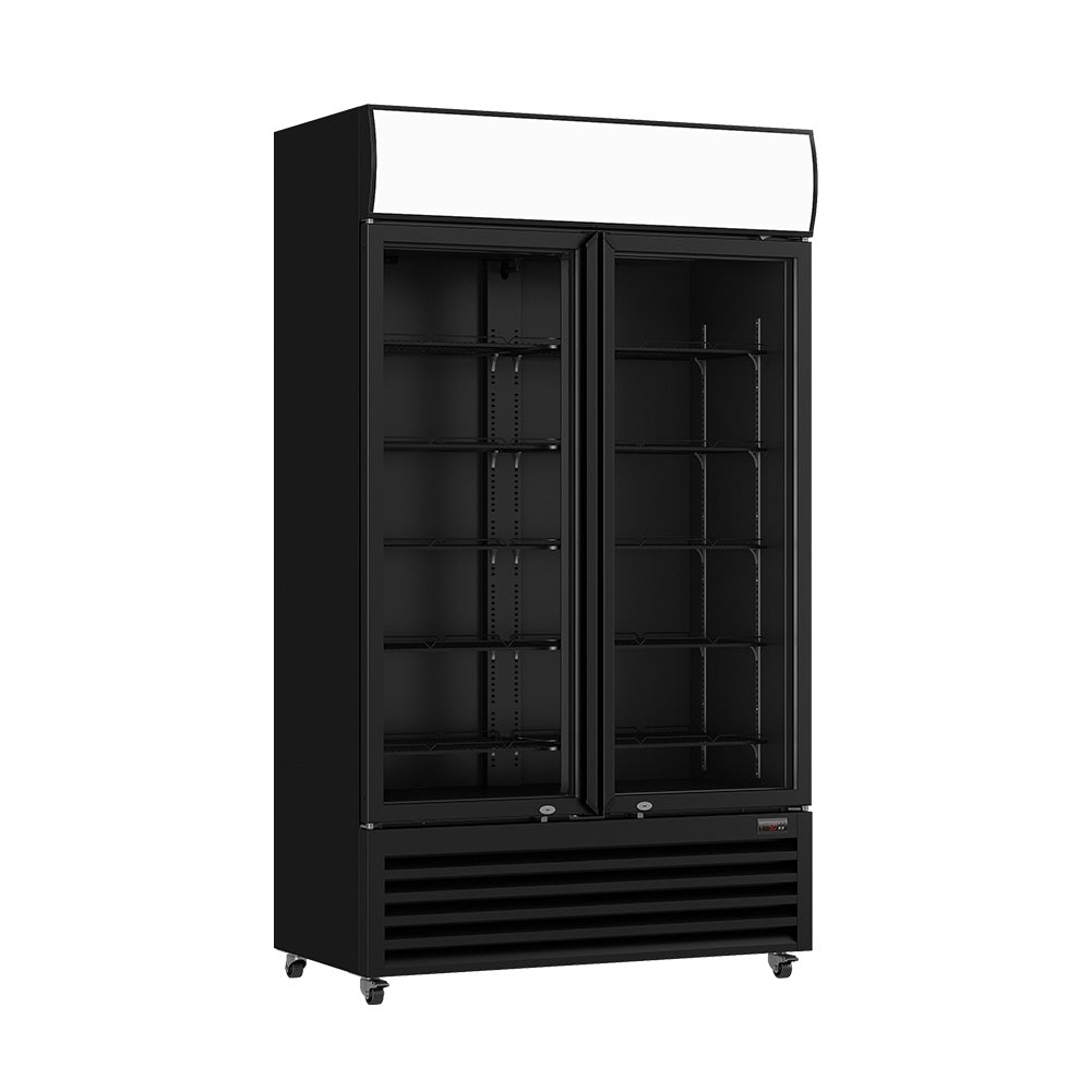 CLEARANCE - Thermaster Colourbond Upright Beverage Fridge 2 Doors Black - LG-1000BP-NSW2192