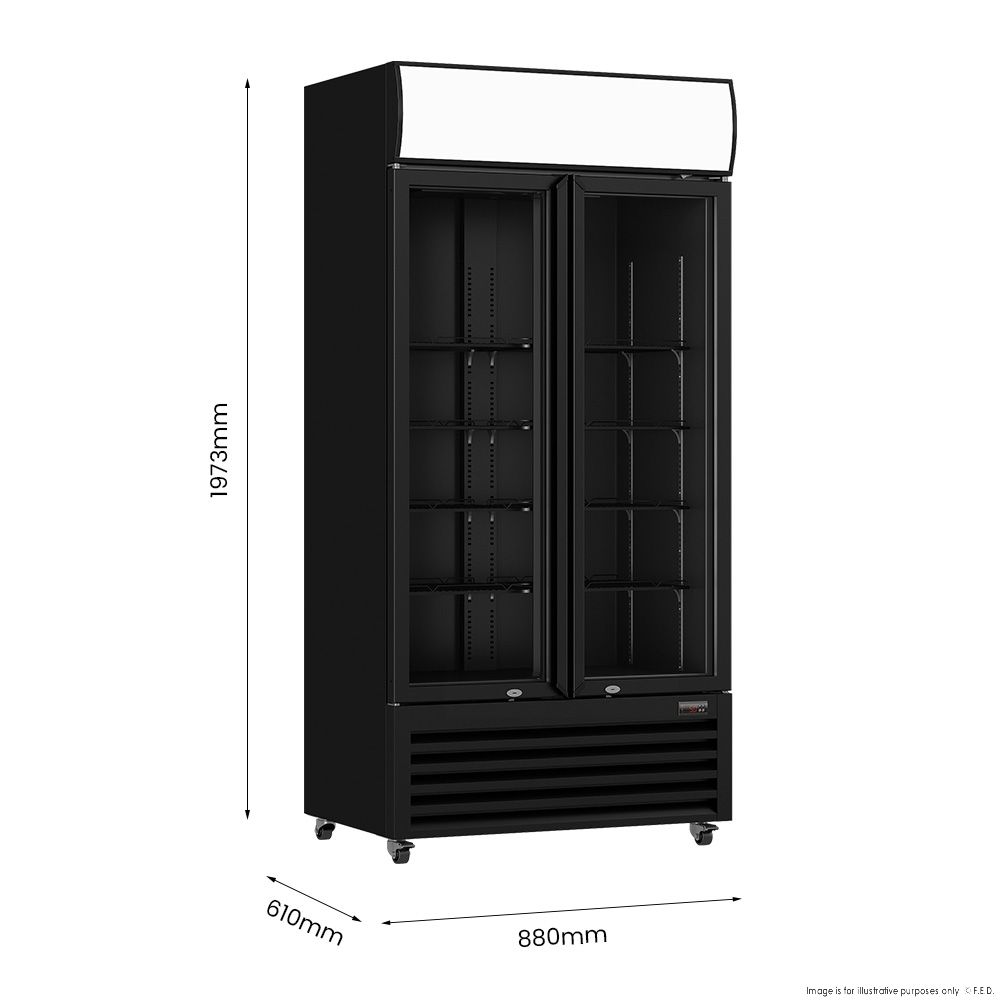 Thermaster Double Glass Door Colourbond Upright Drink Fridge LG-580BP