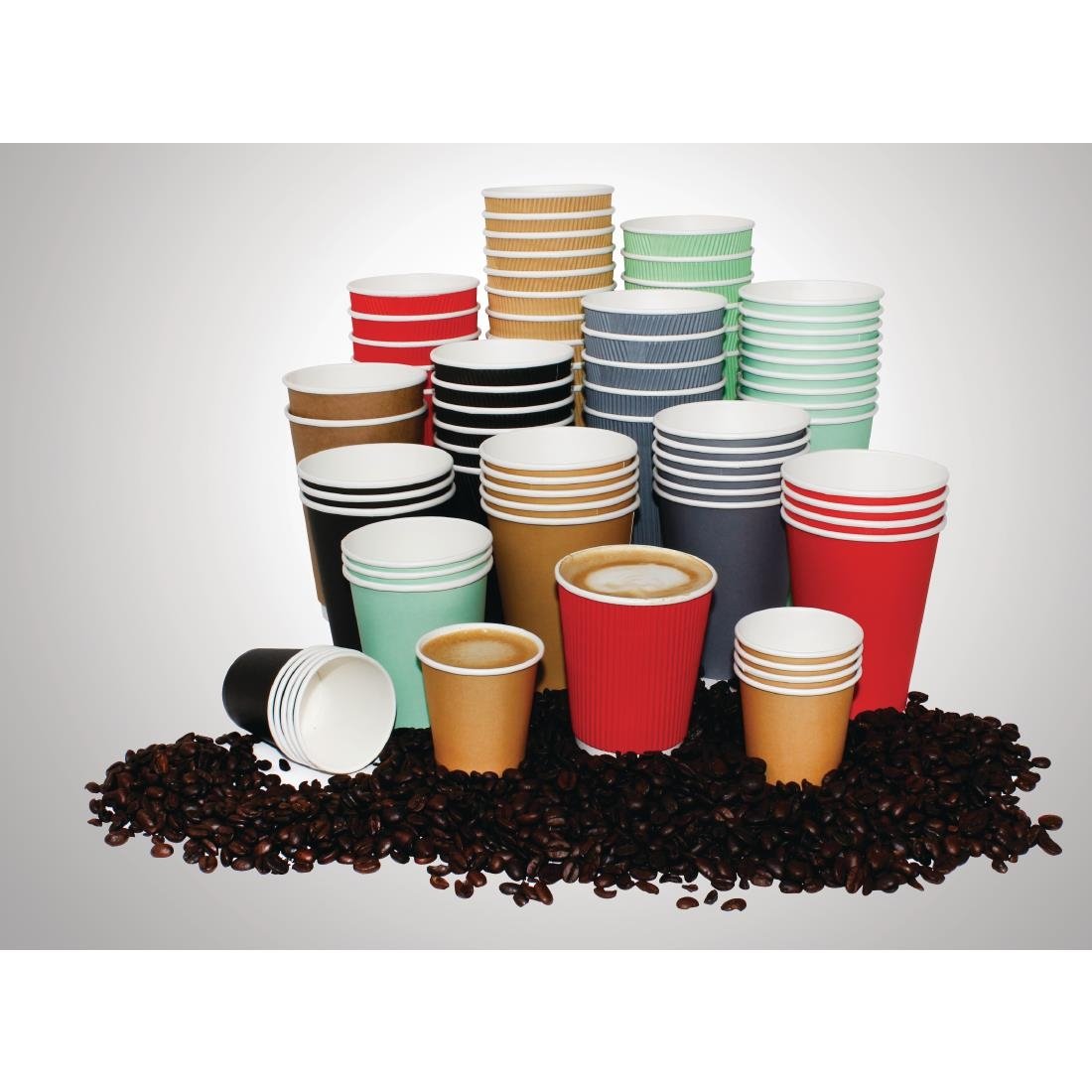 Fiesta Recyclable Takeaway Coffee Cups Single Wall Red 225ml (Pack of 1000) - GP409