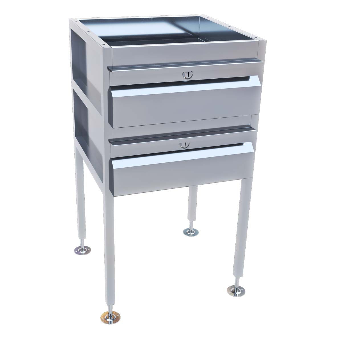 3Monkeez Lockable Freestanding Stainless Steel Drawer Unit (2 drawers) - AB-2DRAW-L