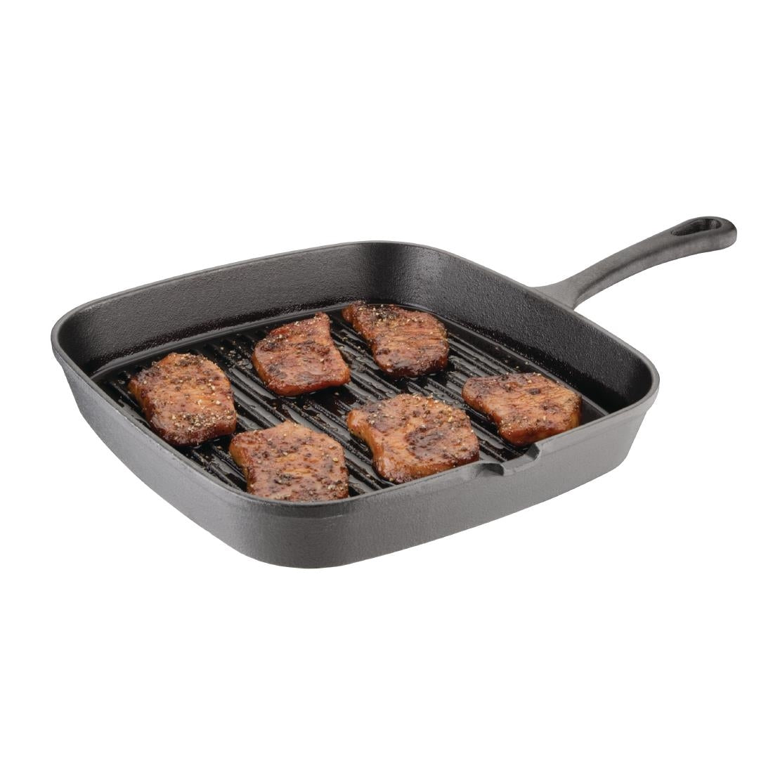 Vogue Square Cast Iron Ribbed Skillet Pan - M653