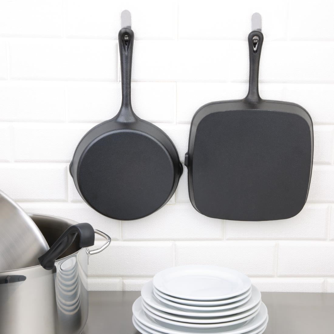 Vogue Square Cast Iron Ribbed Skillet Pan - M653