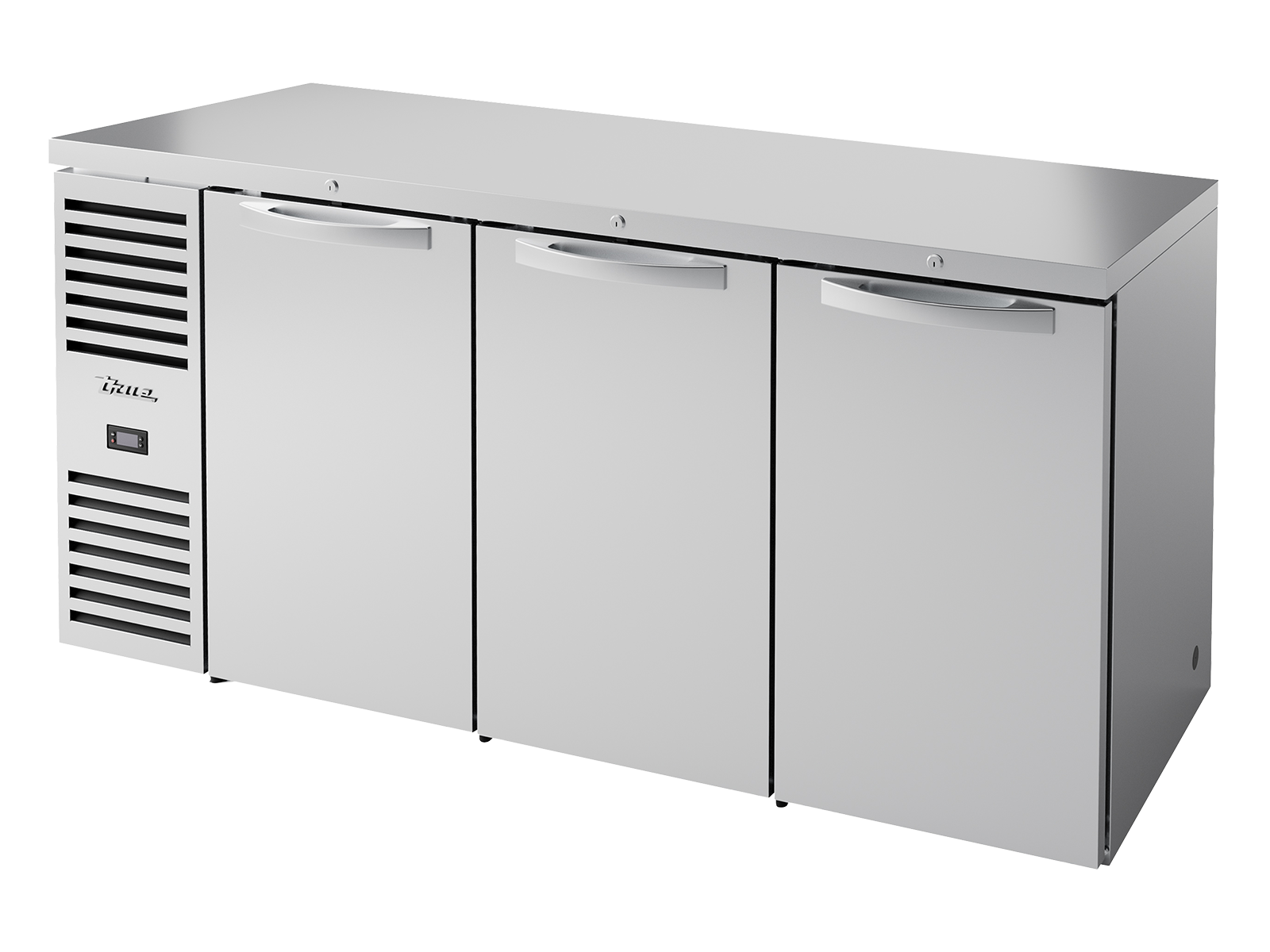 TRUE Reach-In Single Zone 3 Solid Swing Door Undercounter Refrigerator - Stainless - TBR72-RISZ1-L-S-SSS-2