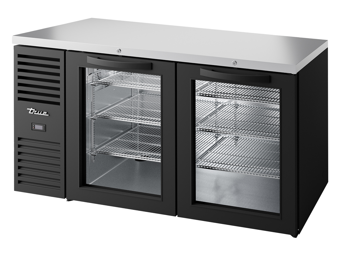 TRUE Reach-In Single Zone 2 Glass Swing Door Undercounter Refrigerator 1500mm Width - Black - TBR60-RISZ1-L-B-GG-2