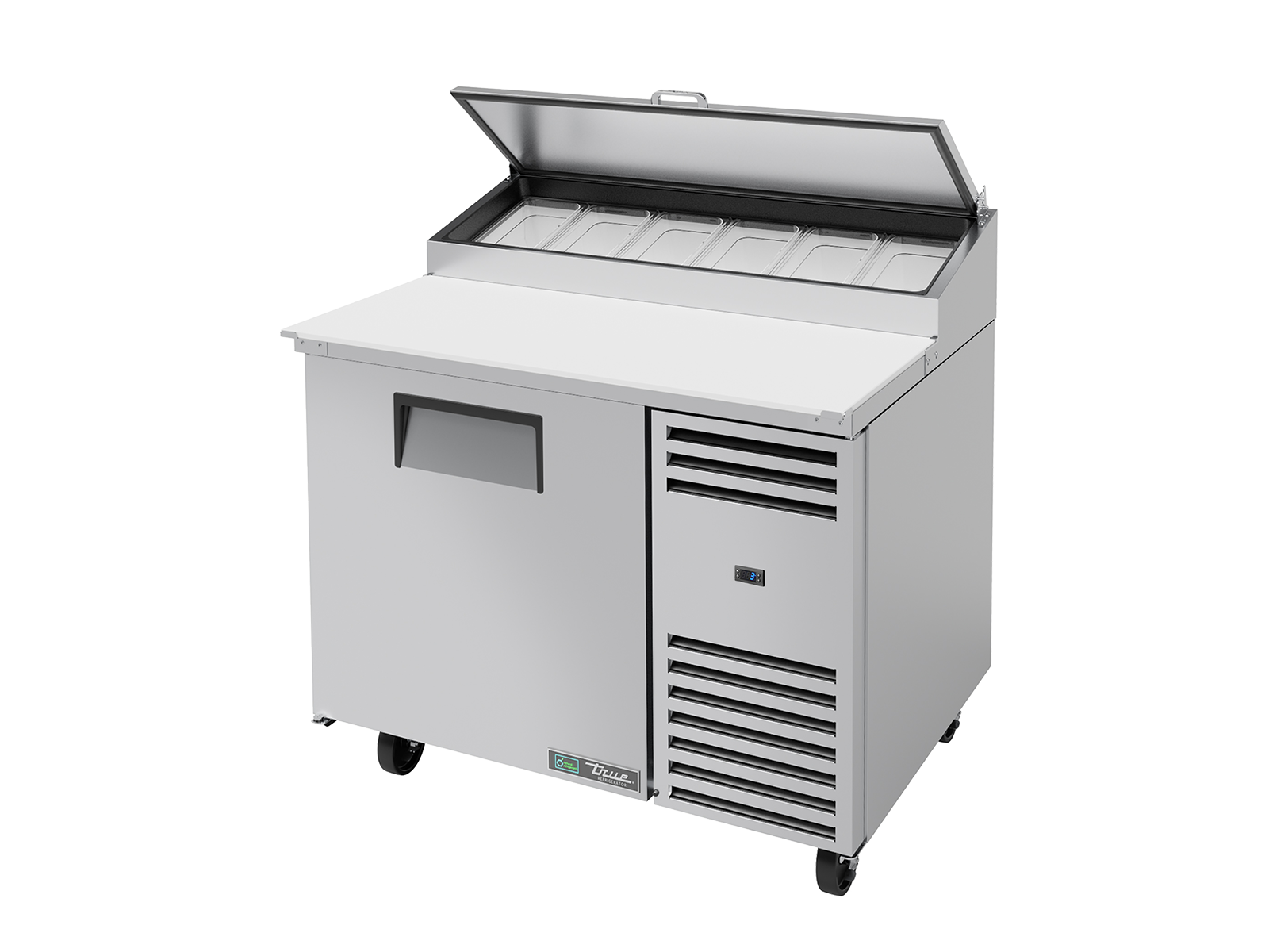 TRUE 1 Solid Door Pizza Prep Table with Angled Top - TPP-AT-44-HC