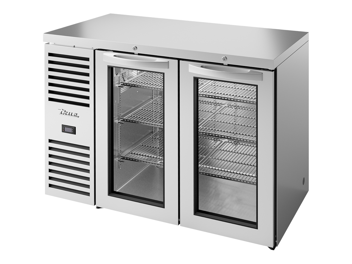 TRUE Reach-In Single Zone 2 Glass Swing Door Undercounter Refrigerator 1200mm Width - Stainless - TBR48-RISZ1-L-S-GG-2