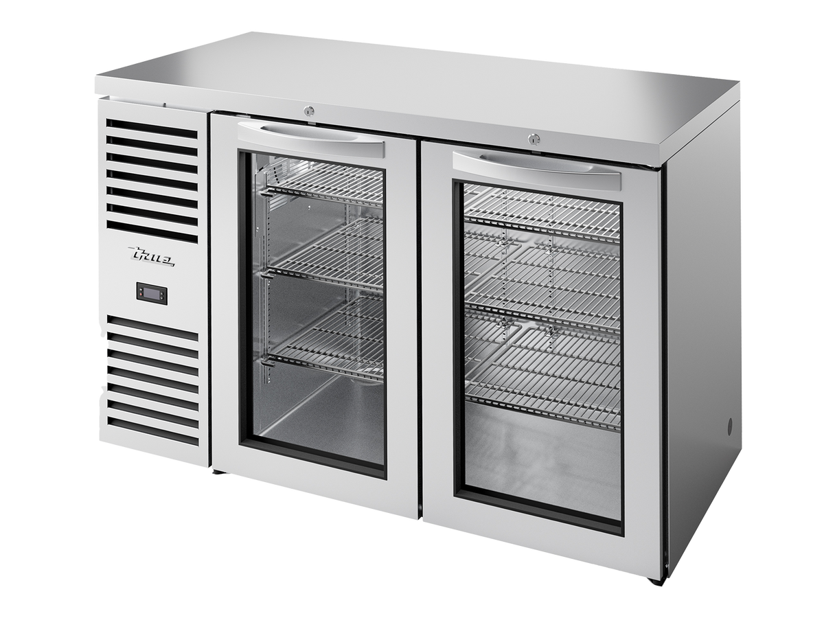 TRUE Reach-In Single Zone 2 Glass Swing Door Undercounter Refrigerator 1300mm Width - Stainless - TBR52-RISZ1-L-S-GG-2