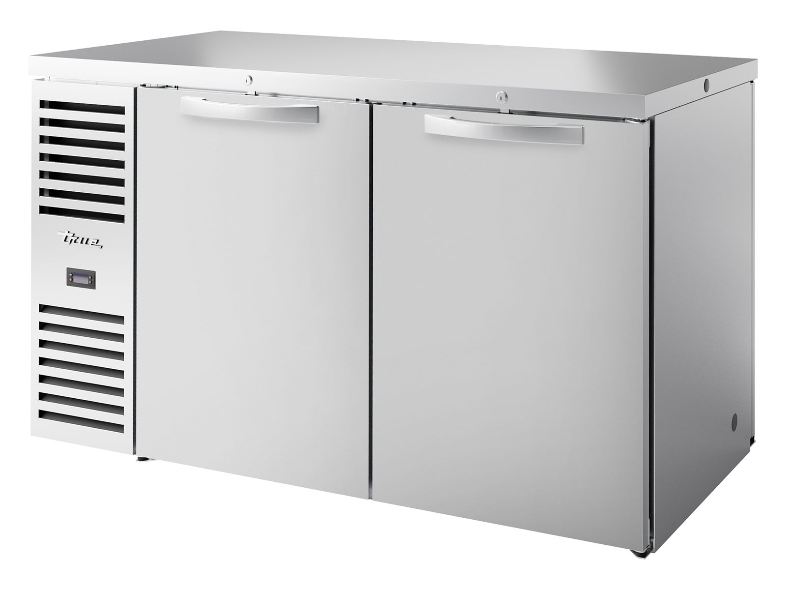 TRUE Pass-Thru Single Zone 2 Solid Swing Door Undercounter Refrigerator - Stainless - TBR60-PTSZ1-L-S-SS-SS-2