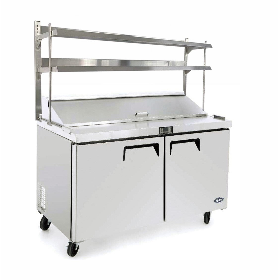 Atosa 2 Door Sandwich Prep Table Fridge With Over Shelf MSF8302OS