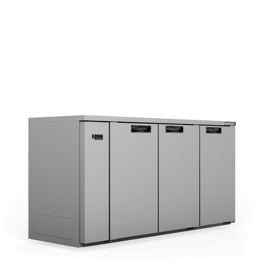 Williams Cameo - Three Door Stainless Steel Remote Back Bar Counter Display Refrigerator HC3RSS