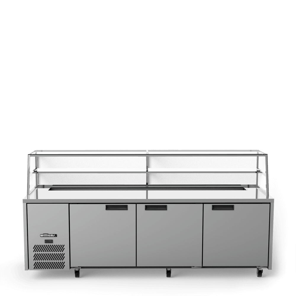 Williams Jade Sandwich - Three Door Stainless Steel Prep Counter Refrigerator With Blown Air Well - Without Canopy HJ3SCBASS-000-N